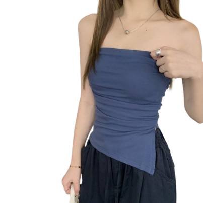 Lovito Women Casual Plain Wrap Tank Top LNA26295 (Pink/Blue)