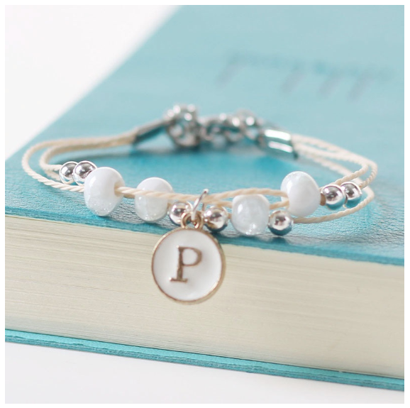 Ceramic beads 26 initials elastic beaded bracelet fashion men and women leisure bracelet lovers bracelet P