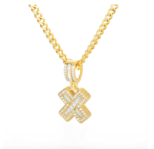 Trend Cubic 2020 Zirconia Letters A-Z Pendant Necklaces Iced Out Rock Candy Style Initial X