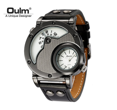 Oulm Dual Time Zone Personality Sports Quartz Men's Watch WHITE
