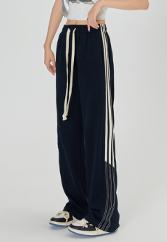 Lovito Women Drawstring Braid Pants LNA24213 Black