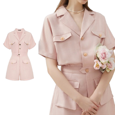 Lovito Women Casual Plain Button Pocket Jumpsuit L80ED467