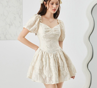 Lovito Women Jacquard Dress L37ad043 Off White