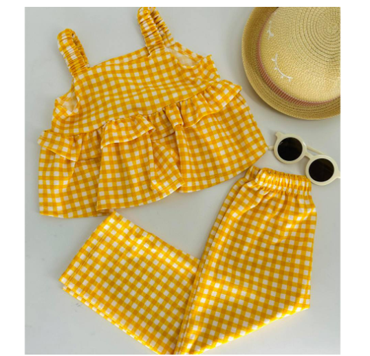 Sophia Gingham Fashion OOTD Terno for Kids-Girls D9