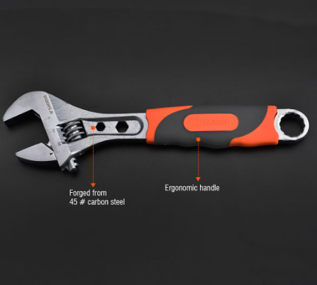Harden 8'', 10'', 12'' Professional Adjustable Wrench Auto Repairing Chrome