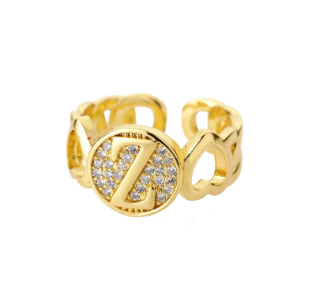 Initial Letter Open Rings For Women Aesthetic Love Heart Wedding Rings Stainless Steel Jewelry Gifts Z