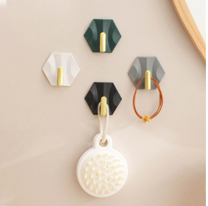 Geometric Hooks Without Punching Household Kitchen And Bathroom Small Adhesive Hooks Key Bag Hooks 4pcs