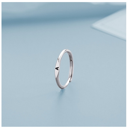 Fashion 925 Silver 26 A-Z Initial Letters Open Ring Birthday Jewelry Adjustable Gift For Women A