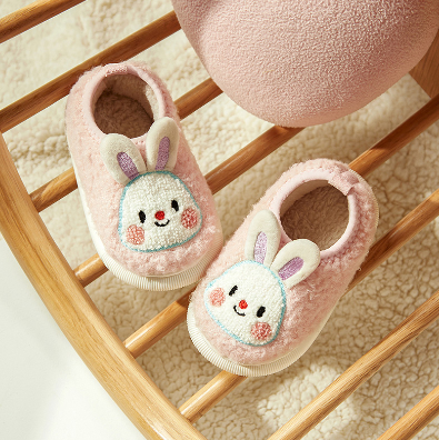 Cheerful Mario Bear Slippers Winter Children's Slippers Boy Children Home Shoes Indoor Baby Girls Bag with Warm Fur Shoes