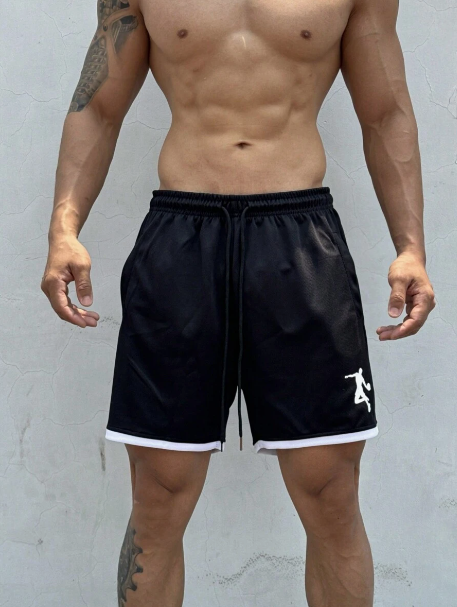 SHEIN Men's Color Block Simple Design Printed Casual Sports Shorts