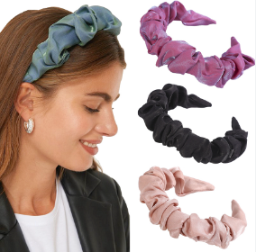 Korean Chiffon Bright Silk Bubble Pleated Headband Fashion Wild Hairband Hair Accessories