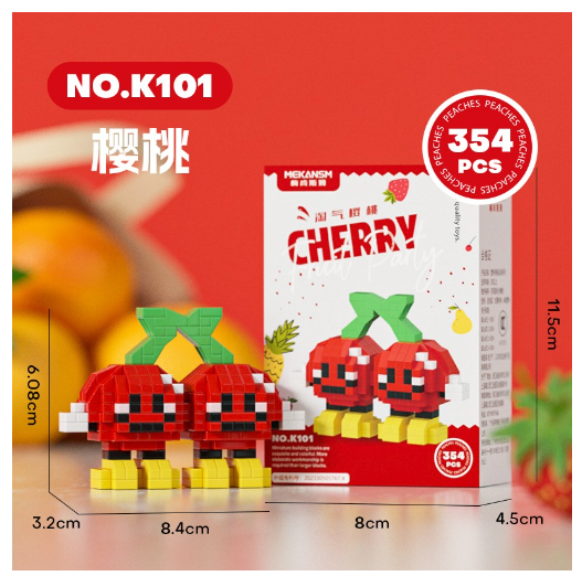 Mini Bricks Toys Trendy Fruit Happy Food Set Creative Desktop Decorations Birthday Gifts F1