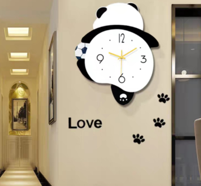 Panda Clock Hanging Clock Living Room Bedroom Office Mute Creative Clock Wall Lamp