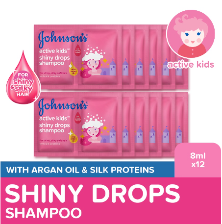 Johnson's Active Kids Shiny Drops Baby Shampoo 8ml x 12 - Shampoo for Kids, For Kids Bath