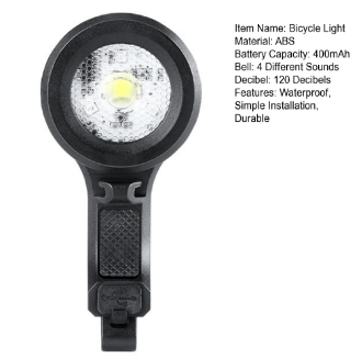 Fox Rechargeable Electric Bell Bike Accessories Multifunctional Bike Headlight with Electric Bell Horn Multiple Lighting Modes