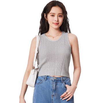 Lovito Women Casual Plain Basic Tank Top LNE27273 (Grey/Black)