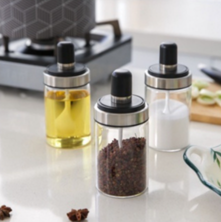 Glass Spice Jar Glass Seasoning Jar Bottle kitchen Dispenser