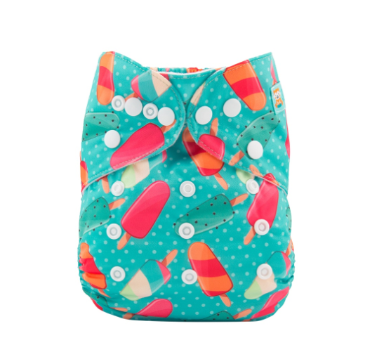 Alva Baby Cloth Diapers 1Set With Bamboo Charcoal Insert Printed Washable Diapers Cloth Diaper Pocket Nappy D19