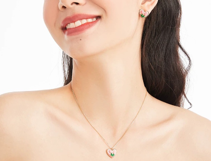 18k Gold Plated Pink Tulip Pendant Necklace Jewelry Accessories Women Fashion