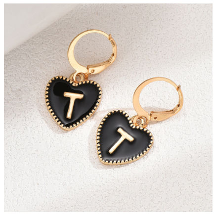 1 Pair Letter Heart Earring Gold Color Hoop Earrings For Women Fashion Alphabet Dangler Initials Ear Accessories Jewelry Gifts T