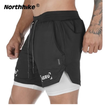 Northhike 2-in-1 Running Shorts for Men Breathable Training Exercise Jogging Cycling Short