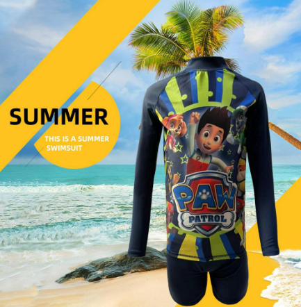 PAW Patrol Longsleeve Rushguard for Kids Swimwear Sunscreen Children Swimsuit