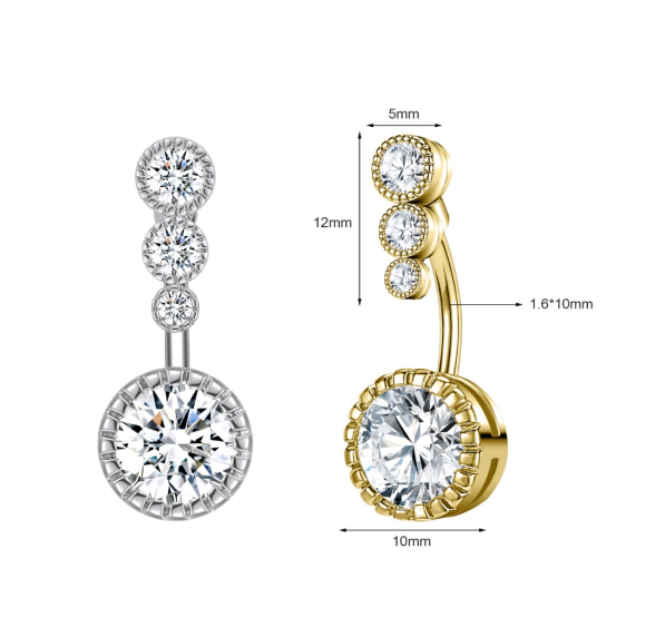Silver Crystal Navel Rings Stainless Steel Belly Button Rings Gold Anti Allergy Flower Navel Piercings 1