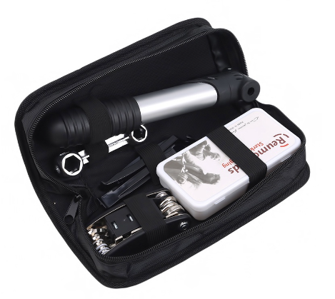 Portable Bicycle Repair Kit Emergency Multifunction With Tire Repair Tool Pump Includes Bike Bag