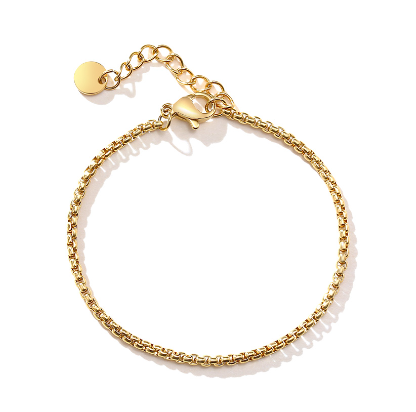 Women Fashion Stainless Steel Box Chain Bracelet Gold