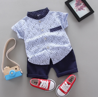 0-4 Years Kids Shirts Boys Letter Pattern Shirt + Shorts 2 Piece Summer Short Sleeve T-Shirt Kids Fashion Clothing