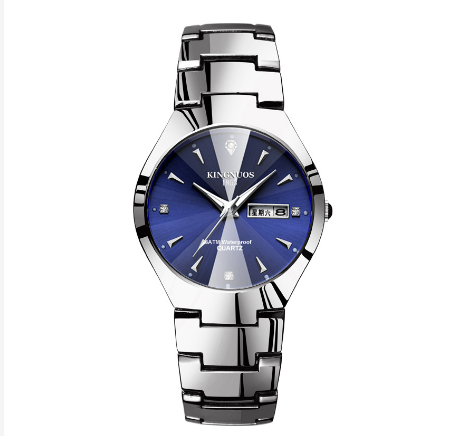 New automatic quartz watch non mechanical tungsten steel strip lovers watch luminous double movement calendar male Watch 006