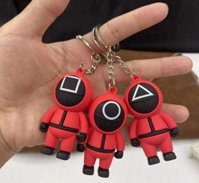 Top Sale Original 3D Squid Game Keychain Masked Character Figures Keyring Trending Toy Gift