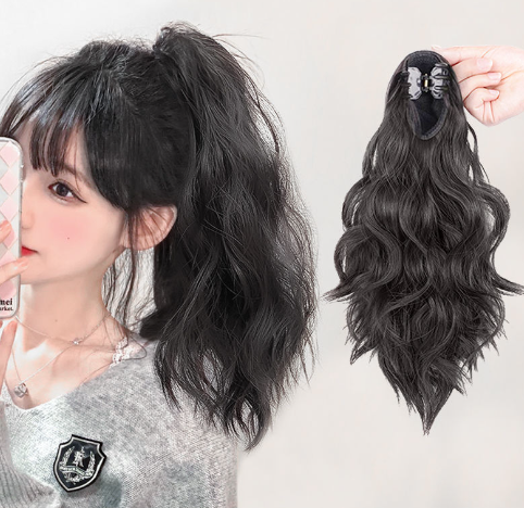 Claw Clip Curly 12 inches Girls Wig Ponytail Wool Roll Invisible Natural Low Ponytail