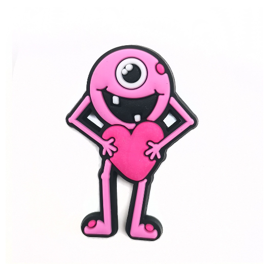 Cute Heart Crocs Charms Mike Wazowski Jibbits Charm Pin Monster University Jibits Crocks for Women Shoes Accessories M2