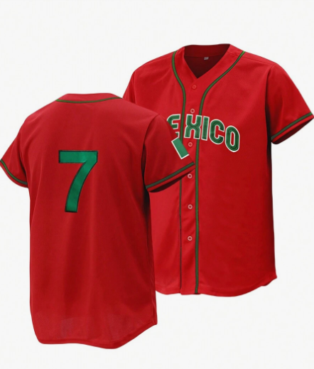 Men's Baseball Uniform Red Button Embroidered Sports T-Shirt Gym Clothes Men Basic T Shirt