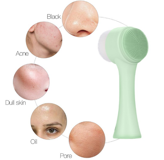 Ckeyin Double Sides Facial Cleaning Brush Face Silicone Fiber Brush
