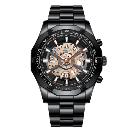 Original Luxury Fashion Hollow Luxury Stainless Steel Waterproof Men's Business Watch Blue Quartz Wrist Watch M6