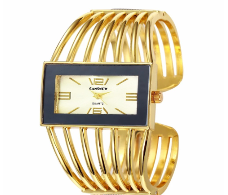 2022 Women Gold Fashion Bangle Watch Luxury Stainless Steel Bracelet Quartz Wrist Watch W0106