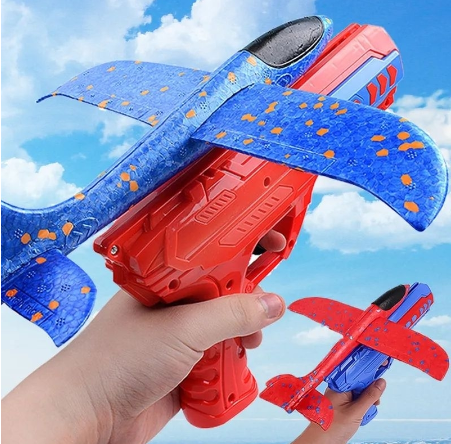 Children Foam Plane Launcher Toy 8-12M Range Airplane toy Gun Catapult Roundabout Toys Kids