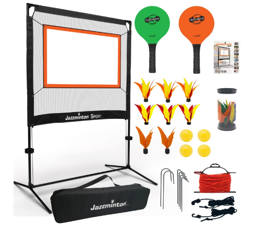 Jazzminton Sport - Indoor & Outdoor, No Boundaries - Similar to Pickleball, Badminton and Tennis with A Whole New Spin On It - Fun Games for Kids & Adults