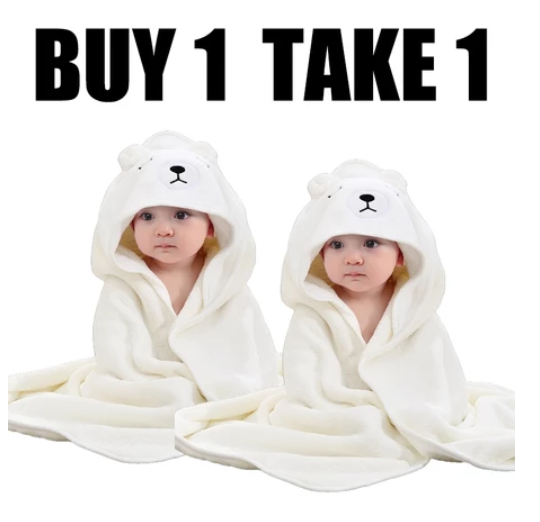 Buy 1 Take 1 2PCS Hooded Baby Blanket Baby Bath Towel Baby Towel Swaddle Kulambo Pranela SET17