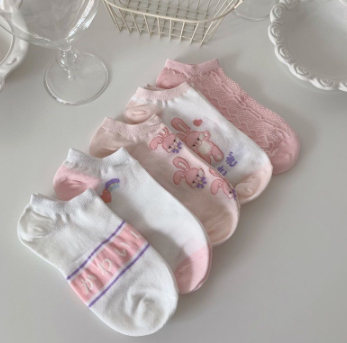 Summer Thin Pink Rabbit Socks Female's Cute Cartoon Shallow Socks Ins Fashion