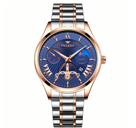FNGEEN 5606 Men's Quartz Watch ROSEGOLD BLUE