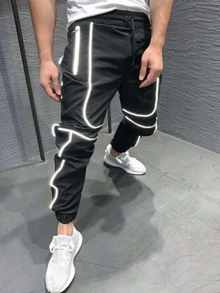 Manfinity EMRG Men's Color-Blocking Rolled Hem Elastic Cuff Long Trousers