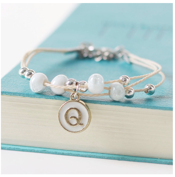 Ceramic beads 26 initials elastic beaded bracelet fashion men and women leisure bracelet lovers bracelet Q