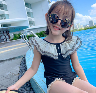 Children Summer Swimsuit Baby Fashionable Style Girls One-Piece Middle Dress