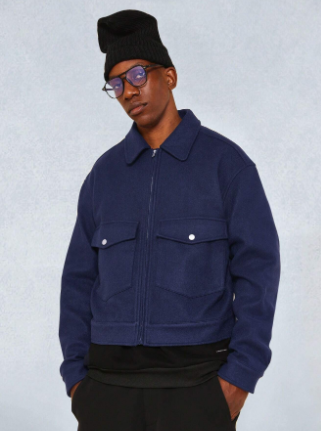 SUMWON Cropped Zip Through Worker Jacket