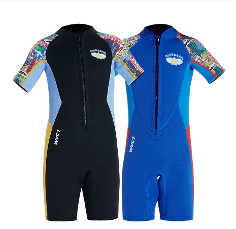 Kids Professional 2.5MM Neoprene Swimsuit Boys Cartoon Diving Bathing Suit One Piece Children Wetsuit for Surfing Swimming Beach