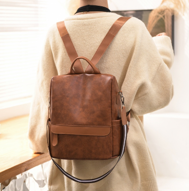 Fashion Backpack Anti theft Backpack Women Retro Casual Fashion Soft Leather