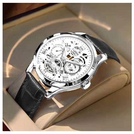 Original Luxury Hollow Stainless Steel Fashion Luminous Waterproof Men's Watch Business Calendar automatic Quartz analog Wrist Watch M10